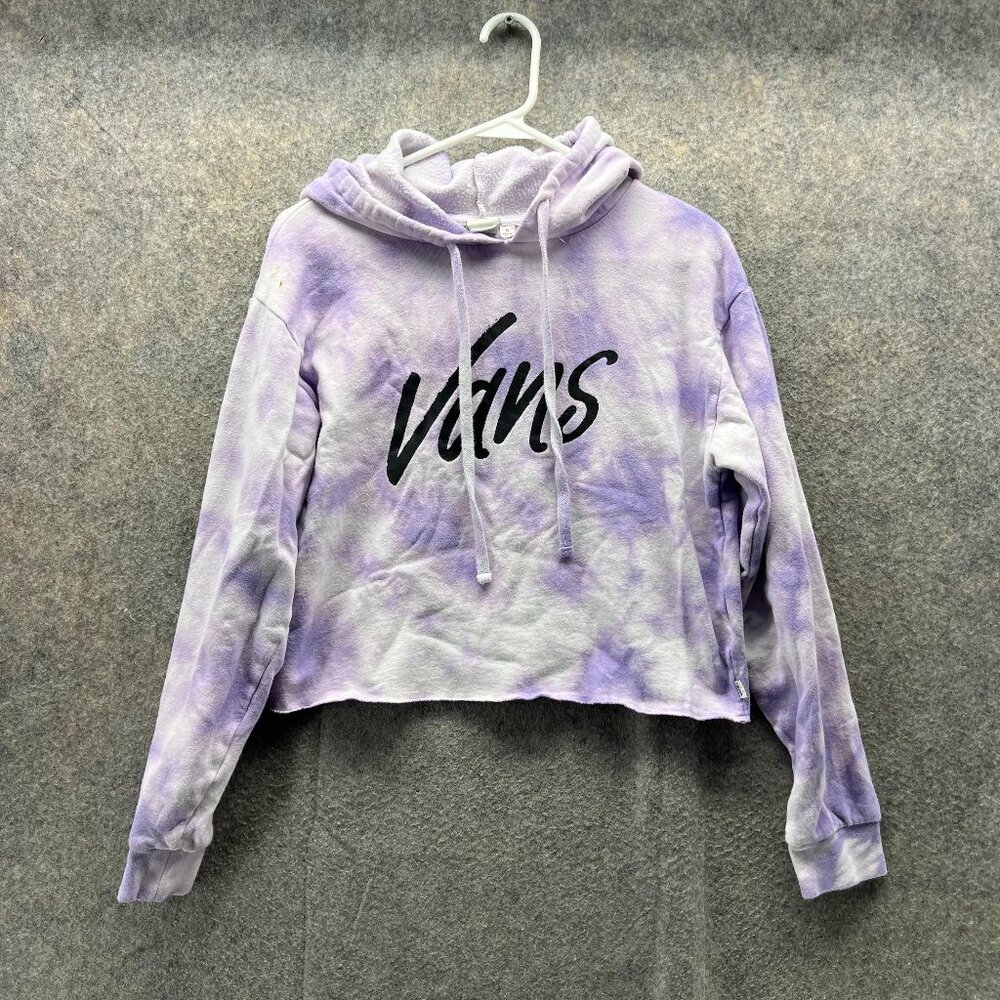 Vans Sweater Women Small Ladies Purple Pullover Hooded Tie Dye Cropped Spell out